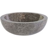 Waskom bws stone rond 35x35x12 cm gepolijst natuursteen grijs marmer