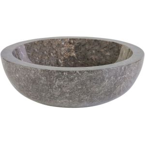 Waskom bws stone rond 35x35x12 cm gepolijst natuursteen grijs marmer