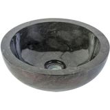 Waskom bws stone rond 35x35x12 cm gepolijst natuursteen zwart marmer