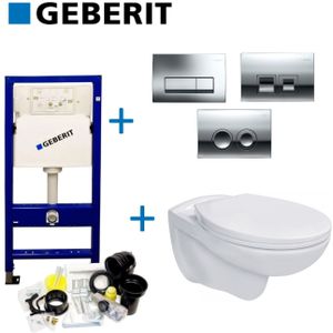 Geberit - UP100 - Toiletset - Witte Keramiek - Inbouwreservoir - BWS Basic Pro Randloos - Set 01 met Drukplaat