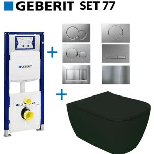 Geberit up320 toiletset compleet | inbouwreservoir | salenzi mirare mat zwart | met drukplaat | set 77