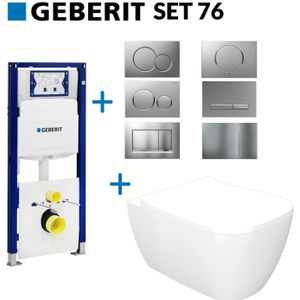 Geberit up320 toiletset compleet | inbouwreservoir | salenzi mirare mat wit | met drukplaat | set 76