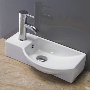 Fontein Sanilux Bee Rechthoek Keramiek met overloop 40x22x12,5 cm Links