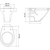 Hangtoilet sanilux easy flush compact randloos 48 cm (incl. Zitting)