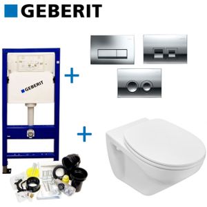 Geberit UP100 Toiletset set78 Sanindusa Cetus Randloos met Delta drukplaat