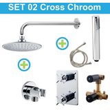 Wiesbaden inbouw regendouche set 02 cross chroom