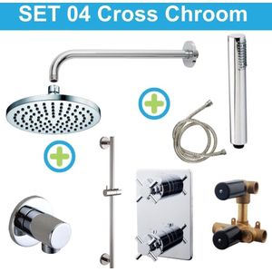 Wiesbaden inbouw regendouche set 04 Cross Chroom