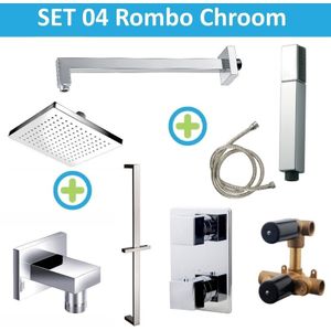 Wiesbaden inbouw regendouche set 04 rombo chroom