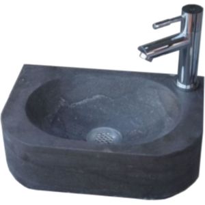 Fonteinset Sanilux New York Hardsteen Inclusief Kraan, Waste & Sifon 35x24x10cm (Kraangat Rechts)
