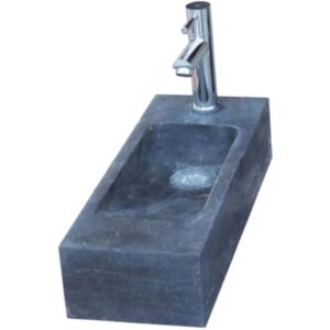 Fonteinset Sanilux Slim Hardsteen met kraan, waste & sifon 45x17x10cm (Kraangat Links)