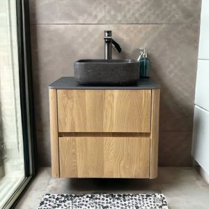 Casajoy - Bold - Onderkast - Eiken - 60 cm - 2 Lades - Donkergrijs Topblad