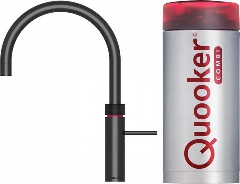 Quooker Fusion Round Black Kokendwaterkraan met Combi+ Reservoir 22+FRBLK, zwart