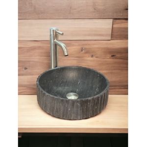 Casajoy - Kenzo - Waskom - Zwart - Natuursteen - Rond