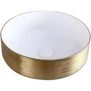 Waskom BWS Keramiek Met Geborsteld Goud Relief 36 cm Wit