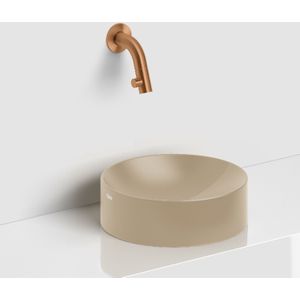 Clou Vale Rond Fontein Zonder Kranenbank Met Geïntegreerde Afvoer Mat Mosterd Keramiek 22 cm