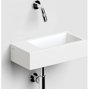 Clou Flush Fontein Met Voorbewerkt Kraangat Links Met Geintegreerde Afvoer Mat Wit Keramiek 36 cm
