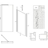 Douchewand lacus giglio evo fox tbv nisdeur gilgio evo fox 70 cm mat glas chroom