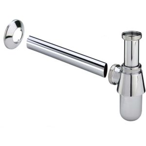 Bws bekersifon chroom rond inclusief muurbuis en rozet 5/4x32 mm