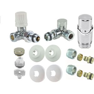 BWS - Luxe Thermostatische Radiator Aansluitset - Chroom - Axiaal voor Zijaansluiting