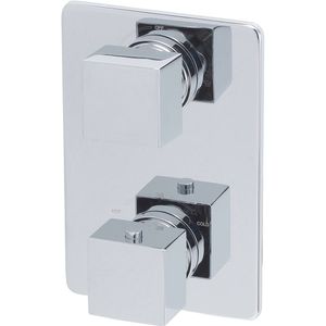 Bws afbouwdeel square 2-weg chroom tbv thermostatisch inbouwdeel uni