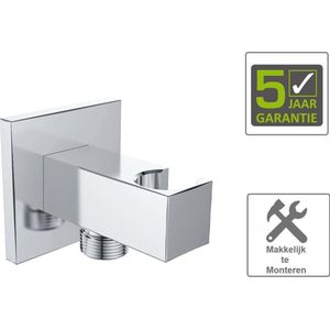 BWS - Luxe Doucheaansluiting - Chroom - Opsteek Vierkant 1/2