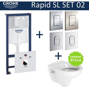 Grohe Rapid SL Toiletset set02 B&W Compact met Grohe Arena of Skate drukplaat