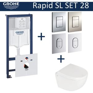 Grohe rapid sl toiletset set 28 b&w zero compact 49.5 cm met grohe arena of skate drukplaat