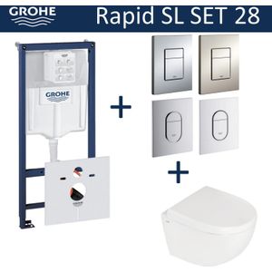 Grohe rapid sl toiletset set28 b&w zero compact 49.5 cm met grohe arena of skate drukplaat
