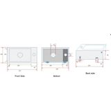 Fonteinpack rhea mini 36x18x9 cm rechts rvs (keuze uit 8 kranen)