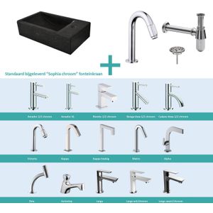 Fonteinpack recto natuursteen rechts 40x22x10 cm chroom