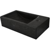 Fonteinpack recto natuursteen rechts 40x22x10 cm rvs (keuze uit 8 kranen)