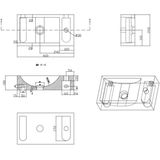 Fonteinpack recto natuursteen rechts 40x22x10 cm rvs (keuze uit 8 kranen)