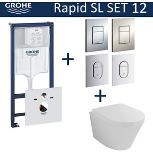 Grohe Rapid SL Toiletset set12 Wiesbaden Vesta 52 cm met Grohe Arena of Skate drukplaat