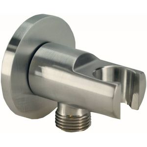 Luxe Messing Muur Doucheaansluiting + Opsteek 1/2" Geborsteld Staal