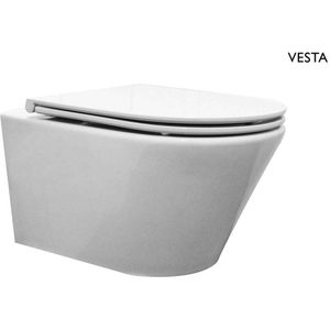 Hangtoilet Vesta Diepspoel Wit (Incl. Flatline Zitting) Aqua Splash