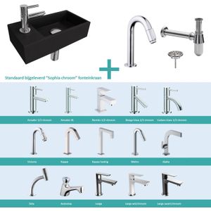 Fonteinset Versus Links Zwart Chroom (Keuze Uit 20 Kranen)