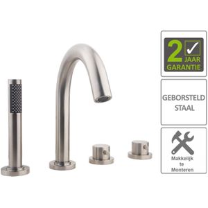 Bws badrandthermostaat 4gats rond afbouwset rvs