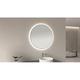 Boss & Wessing - Sifo - Ronde Spiegel - Mat Zwart - Dimbaar LED - 80 cm