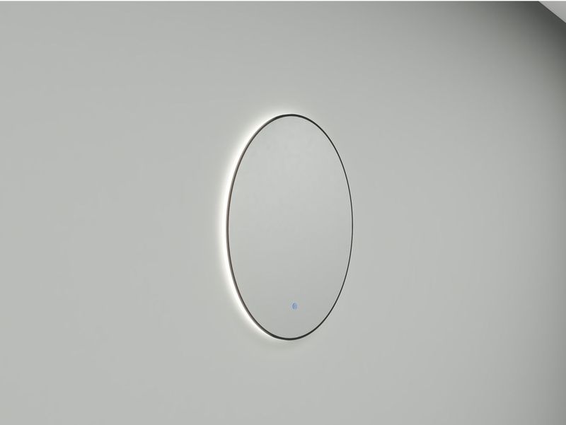 Boss & Wessing - Sifo - Ronde Spiegel - Mat Zwart - Dimbaar LED - 80 cm