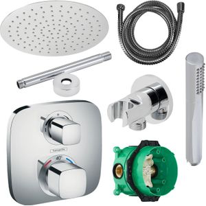 Hansgrohe ecostat regendoucheset inbouw plafonduitloop met handdouche en hoofddouche 30 cm thermostaat square chroom