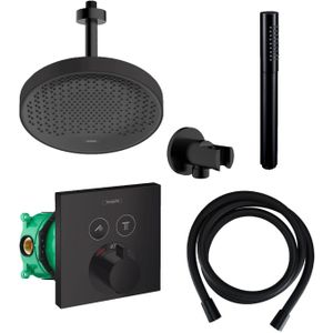 Hansgrohe rainfinity regendoucheset met plafondarm powderrain 360 mat zwart