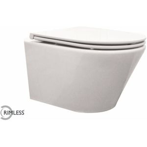 Wandcloset Vesta Junior Diepspoel Rimfree Wit (Inclusief Flatline Zitting)