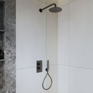 Bws inbouw regendouche | colorato | 25 cm stortdouche met handdouche | muuruitloop | gunmetal | set