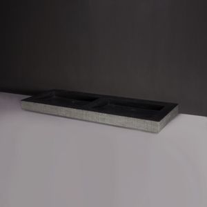 Wastafel forzalaqua oslo hardsteen gefrijnd zonder kraangat antraciet 140,5x51,5x9 cm