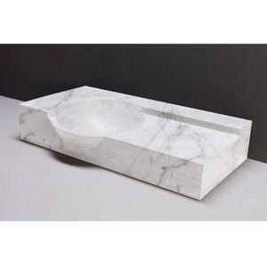 Wastafel forzalaqua laguna carrara gepolijst met kraangat 80x40x12 cm