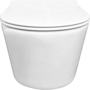 Rimless Wandcloset BWS Mark Met Toiletzitting Softclose En Quick Release Glans Wit