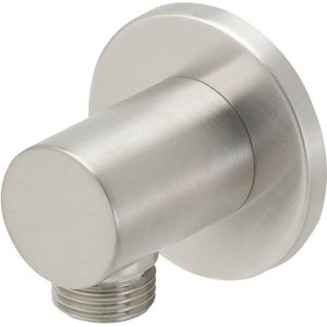 Bws luxe messing muur doucheaansluiting rond 1/2" geborsteld staal