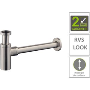 Bws bekersifon luxe rond 5/4" rvs look