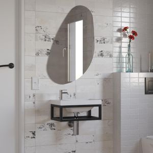 Fonteinset BWS Paris 40x22 cm met Glans Wit Fontein Mat Zwart
