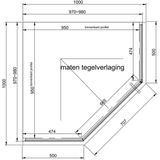 Douchecabine van rijn st04 vijfhoek helder incl. Glasbehandeling links of rechts draaiend 100x200 cm mat zwart